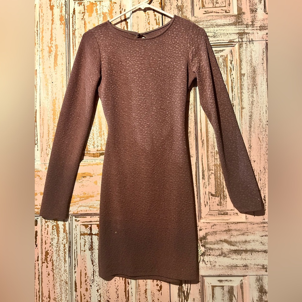 Windsor light purple Long Sleeve Dress with sparkles throughout open back formal